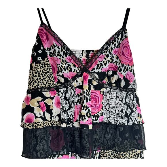 Express Tops - Vintage Express Boho Y2K Multi color animal print babydoll cami 12 large NWT